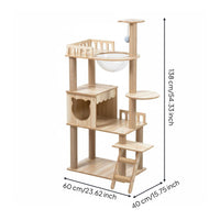 Wood Feline Climbing Structure Stable Base Multi Levels Feline Climbing Structure Dangling Balls
