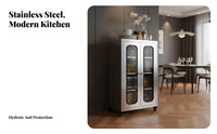 Rust-Resistant Stainless Steel Kitchen Cabinet Easy to Clean Complimentary Standing Steel Cabinet Heavy Duty Complimentary Standing Kitchen Pantry High Capacity for Homeowners, Families, Renters, Dining Room, Garage, Bathroom, Office