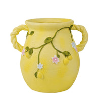 Urn Planter with Handles Textured Flower Pot Ornate for Entryway