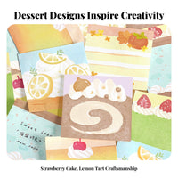 100 Sheets Japanese Design Dessert Themed Memo Pad 6 Designs Cake Design Note Sheets for Students, Office Workers, Scrapbooking, School