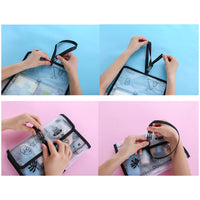 PVC Transparent Foldable Hanging Toiletry Bag Waterproof Travel Cosmetic Organizer for Bathroom