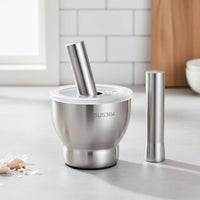 Stainless Steel Mortar and Pestle Set Heavy Duty Construction Stainless Steel Mortar and Pestle Non-Porous Surface Manual Garlic Crusher Bowl