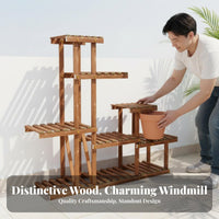 Sturdy & Stable Multi-Tier Plant Stand Space-Saving Multi-Tier Wooden Plant Stand Solid Wood Wooden Flower Pot Rack Easy Assembly for Gardeners, Outdoor, Patio, Balcony, Living Room
