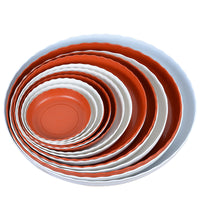 Plastic Flower Pot Saucer with Wavy Edge - White/Red Drip Tray for Large Planters