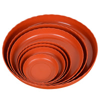 Plastic Flower Pot Saucer with Wavy Edge - White/Red Drip Tray for Large Planters