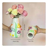 Fungi-Shaped Vase Pastel Colors Resin Vase Easy to Match Decor for Shelf, Office