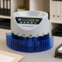 Multi-Bin Coin Sorter Machine Digital Coin Sorting Machine Tabletop Compact for Shops, Offices, Kiosks, Currency Handling, Till Organization