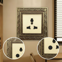 Vintage Switch Socket Panel Ornate Decorator Light Switch with Wall Plate Embossed Fitting Brass-Colored for Interior Designers, Homeowners, Living Room, Bedroom, Hotel, Renovation