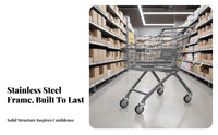 360° Rotating Wheels Supermarket Shopping Cart Strong Load-Bearing Capacity Kids Shopping Cart Long-Lasting Metal Grocery Trolley with Child Seat Nestable Design for Toddlers, Shoppers, Preschoolers, Home, Warehouse