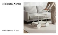 2-Tier Rolling Side Table Minimalist Design Mobile Furniture Large Capacity
