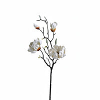 Multi-Head Magnolia Spray PU Material Artificial Magnolia Stem Realistic Look Chinese Style Floral Stem for Living Room, Dining Table, Bedroom