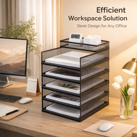 6 Tier Vertical Document Holder A4, Metal Desktop Organizer Rack for Students, Stackable Storage, Workspace Organization