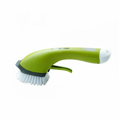 Soap Dispensing Dish Brush Non-Slip Grip Pan Scrubber with Soap Dispenser Easy to Refill Long Handle Pot Brush for Pots and Pans