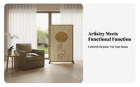 Traditional Chinese design Freestanding Panel Partition Double-Sided Pattern Room separater Opaque Fabric Space Separator Easy to stow for Fans of Asian Aesthetics, awayice Workers, Business Owners, Entryway, Studio Apartment, Bedroom, Restaurant