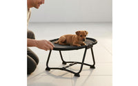 Collapsible Foldable Pet Cot Metal Frame Mesh Pet Cot Black Elevated Dog Bed for Travel, Storage