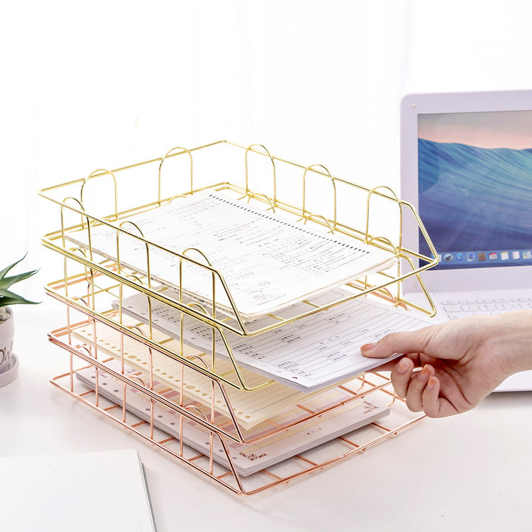 Stackable Nordic Metal File Basket for A4 Documents and Magazines