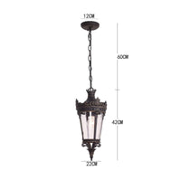 Vintage Exterior Hanging Lantern Waterproof Hanging Porch Lantern for Courtyard