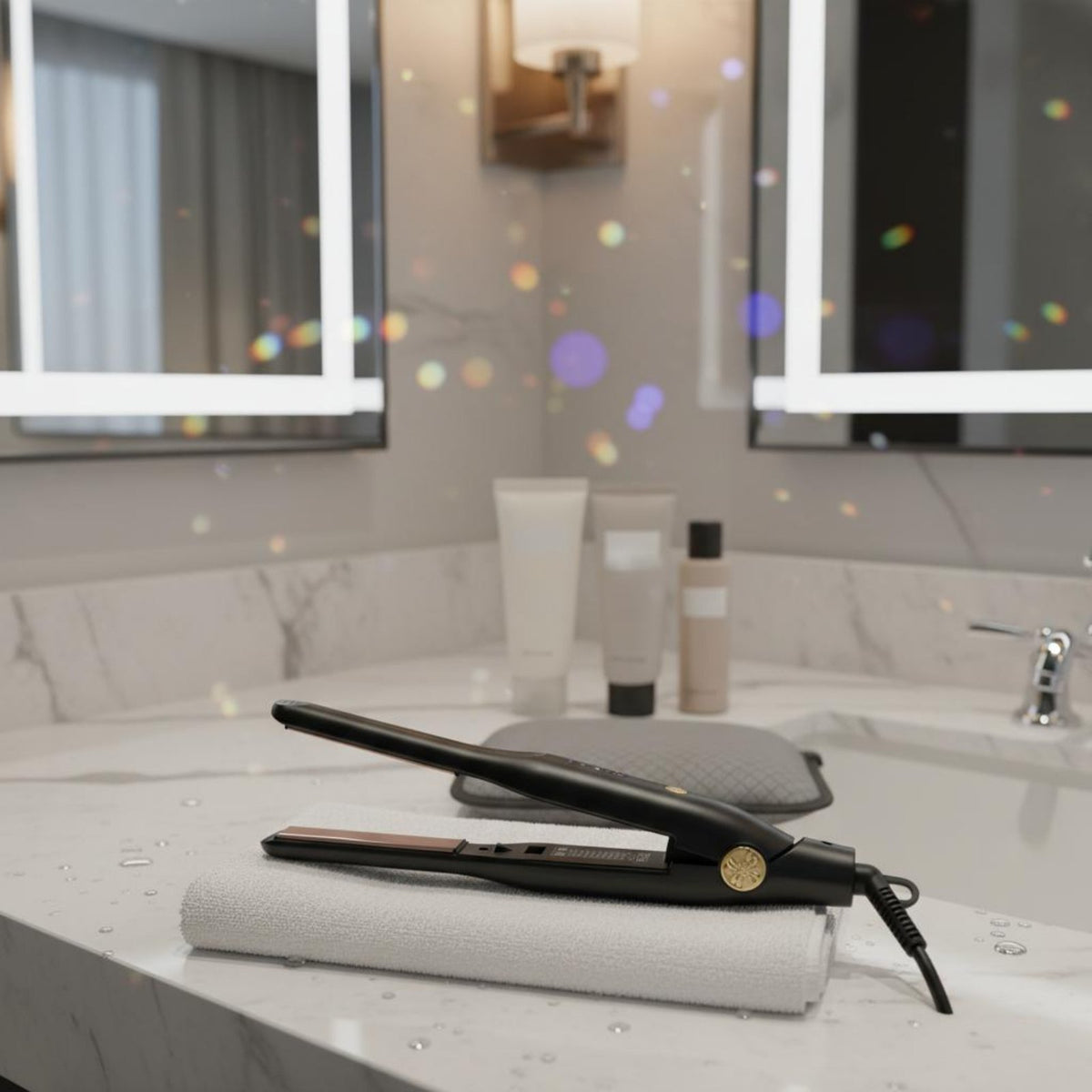 Lightweight Men's Flat Iron Fast Heating Short Hair Texture Iron Reduces Frizz 2-in-1 Hair Styler Adjustable Temperature for Students, Beginners, Dorm