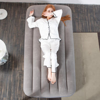 Flocked Inflatable Air Mattress with Built-in Pillow and Foot Pump, Portable Folding Air Bed for Home and Camping