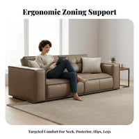 Block-Style Couch Genuine Leather Sofa Italian Design Household Furniture for Apartment Dwellers, Families, Living Room, Lounge Area, Exhibition Hall