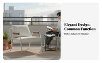Upholstered Armchair with Woven Rear Waterproof Patio Seating Anti-Corrosive Dense Foam Padding for Residents, Courtyard
