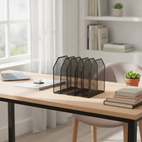 Detachable Upright Mesh Desktop Organizer Compact Desktop File Organizer with 5 Sections Stable File Holder with Five Slots Reinforced for Workstation