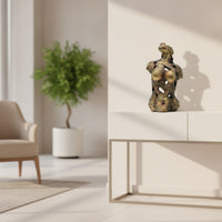 Tabletop Statue Bronze-Gold Resin Sculpture with Stable Base Modern Art