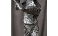 Golfer Statue with Golf Club Shiny Golfer Figurine Tabletop Decor for Bookshelf