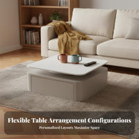 2-Tier Rotating Coffee Table Minimalist Design Rotating double-tiered Table Space-Saving Easy to Clean for residents