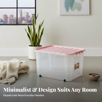 Plastic Storage Box with Lid See-Through Clear Plastic Storage Bin Sturdy