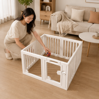 White Plastic Rabbit Enclosure, Modular Playpen 8 Panels 50×60cm, Indoor Outdoor Play Area for Small Animals, with Accessories
