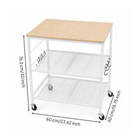 3-Tier Kitchen Cart Hanging Hooks Rolling Kitchen Cart
