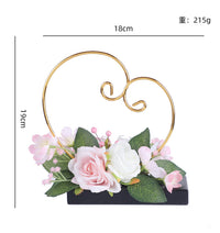 Simulated Rose Floral Arrangement with Diamond Ring and Heart Stand for Weddings and Home Decor