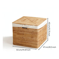 Rattan Storage Basket with Lid Small Lidded Rattan Basket Compact for Bedroom