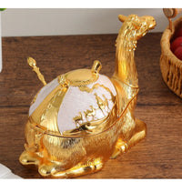 Camel Condiment Jar Gold-Colored Decorative Camel Jar Embossed