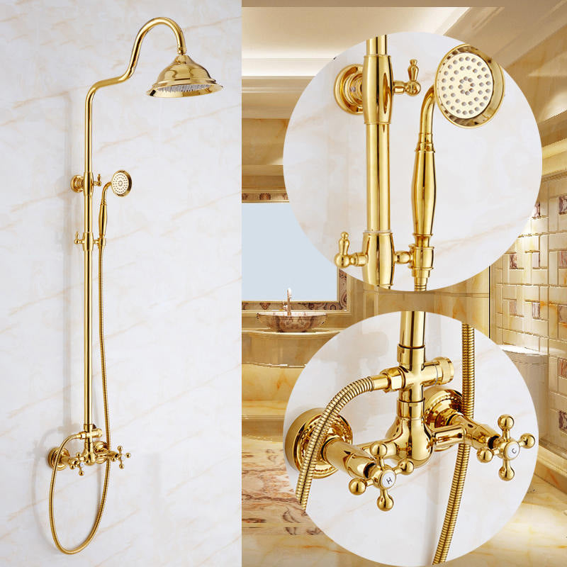 All-Copper Gold European Multifunctional Ceramic Shower Set