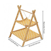 Wooden Stand Cat Hammock Swing Woven Textile Double Cat Hammock Bed Rope Hung Furniture for Indoors