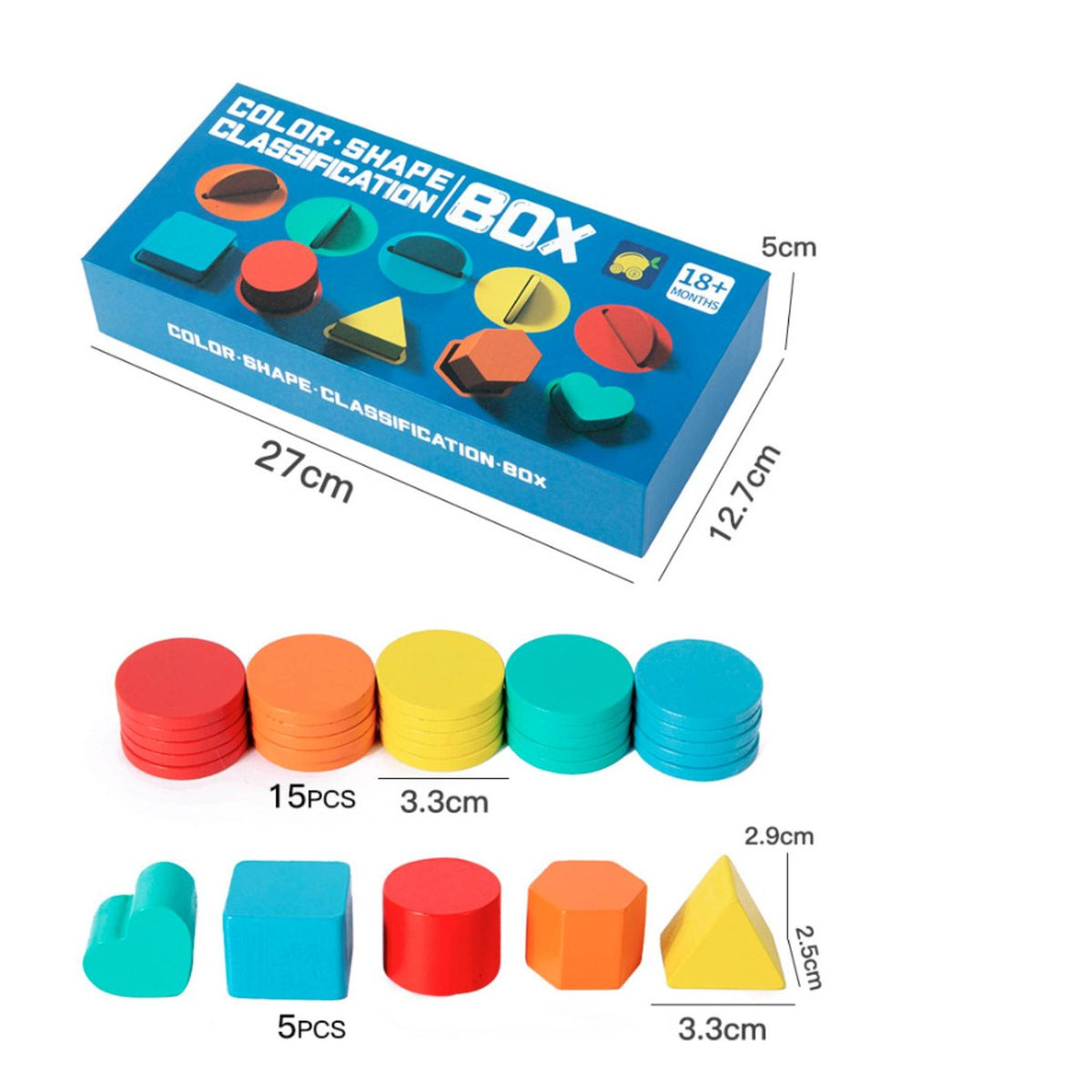 Develops Hand-Eye Coordination Color Shape Sorting Box Sturdy Wood Construction Shape and Color Matching Toy Chunky Pieces Child-Centered Sorting Box Ideal Gift for Preschoolers, Toddlers, Kindergarten, Preschool, Nursery