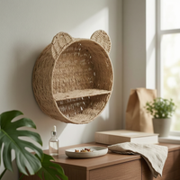 Face Wall Shelf Rattan Wall Mounted Shelf Space Saving Household Organizer
