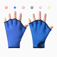 Adjustable Wrist Strap Fingerless Gloves Exposed-fingertipFingertip Swim Gloves Stretchy Material Water Glove Reinforced Stitching for Swimming, Surfing