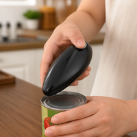 Automatic Electric Can Opener for Seniors, Cordless Easy-to-Use Kitchen Gadget Synthetic Material Side Cutting, Includes Manual Jar Opener