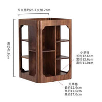 Walnut Rotating Four-Tier Desk Organizer for Cups and Saucers