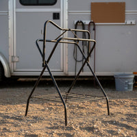 Horse Saddle Storage Rack with Bottom Storage Foldable Freestanding Saddle Stand Space-Saving for Equestrians, Stable