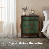2-Door Painted Chest Vintage design 2-Door Patterned Cabinet Distressed Finish Decorative Pattern Doors for Homeowners, Hallway