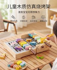 Wooden BBQ Grill Play Set for Kids Role Play