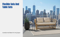 Outdoor Rattan Sofa, Garden Patio Furniture, Waterproof & Sun-Resistant, Modern Wicker Couch, Aluminum Frame