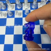 ALLIWILL Chess Set, 49mm King, Transparent Black/Blue/White, 3-Player and 2-Player Combo