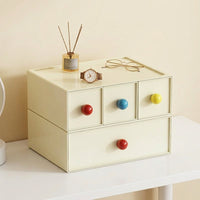 Desktop Drawers Desk Organiser, Stackable Storage Drawers for Cosmetics & Tissues, Cream PP Modern Chinese Design