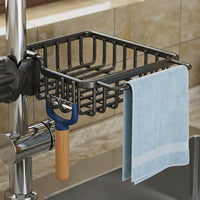Faucet Rack and Sink Organizer for Kitchen Organization, Integrated Wall Mounted Storage with Dishcloth Rod and Hooks
