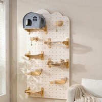 Cat Climbing Frame Activity Center with 7 Wooden Shelves and Bed, Wall Mounted Climbing Wall Furniture for Indoor Cats Sleeping and Play DIY